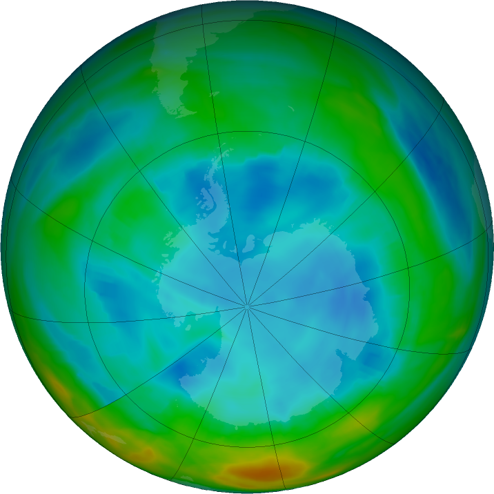 Antarctic ozone map for 30 July 2021
